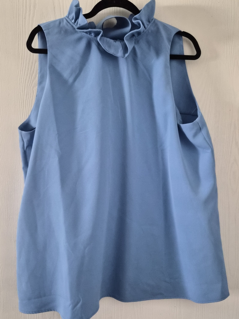 Tuckernuck French Blue Ruffle Mock Neck Sleeveless Blouse